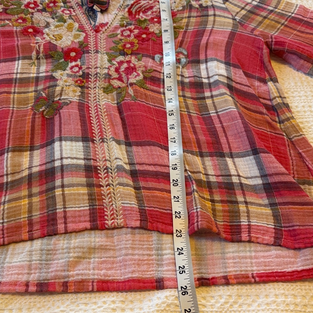 Johnny Was Multicolor Embroidered Floral V-Neck Tunic - Picture 12 of 12